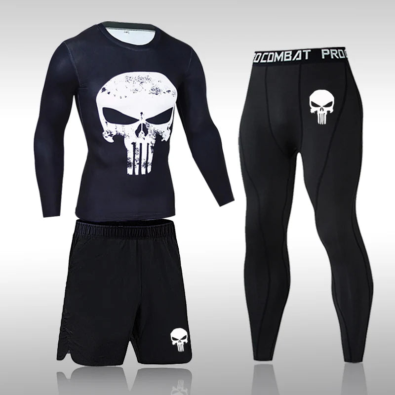 Sportswear de secagem rápida masculina, Running Sports Suit, MMA Rash Guard, Compressão Vestuário, Fitness Training Kit, Roupa interior térmica