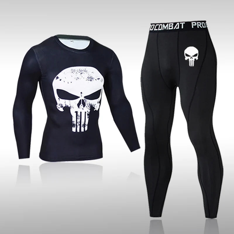 Sportswear de secagem rápida masculina, Running Sports Suit, MMA Rash Guard, Compressão Vestuário, Fitness Training Kit, Roupa interior térmica