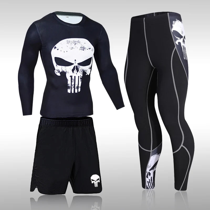Sportswear de secagem rápida masculina, Running Sports Suit, MMA Rash Guard, Compressão Vestuário, Fitness Training Kit, Roupa interior térmica