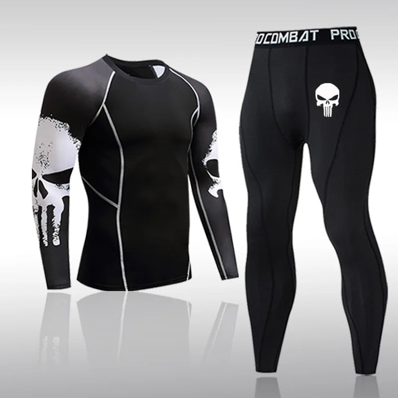 Sportswear de secagem rápida masculina, Running Sports Suit, MMA Rash Guard, Compressão Vestuário, Fitness Training Kit, Roupa interior térmica