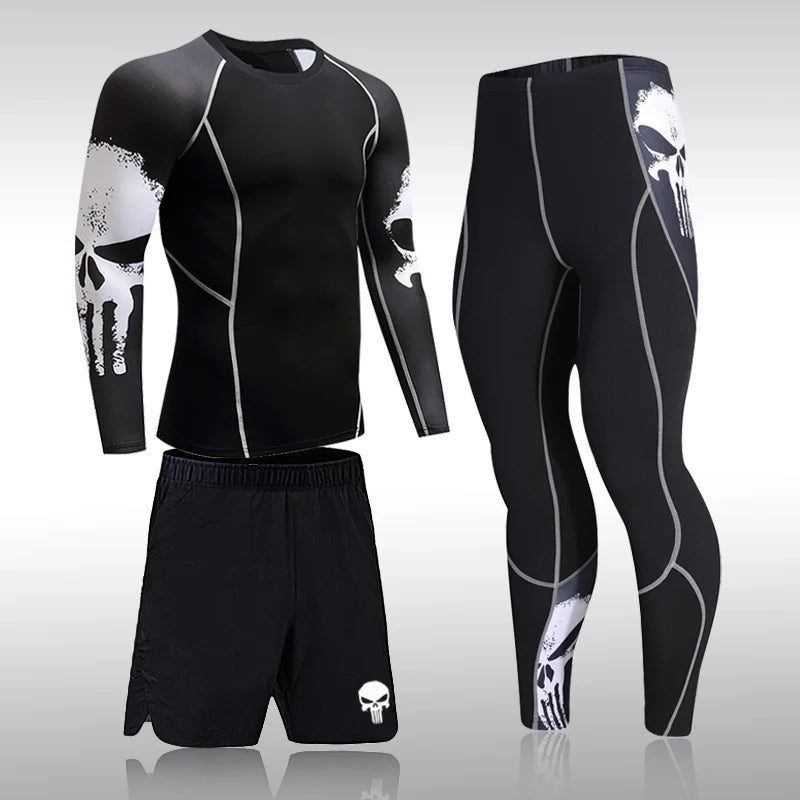 Sportswear de secagem rápida masculina, Running Sports Suit, MMA Rash Guard, Compressão Vestuário, Fitness Training Kit, Roupa interior térmica