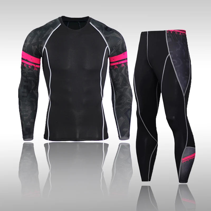 Homem compressão esportes terno de secagem rápida transpiração treinamento fitness mma kit rashguard masculino roupas esportivas jogging correndo