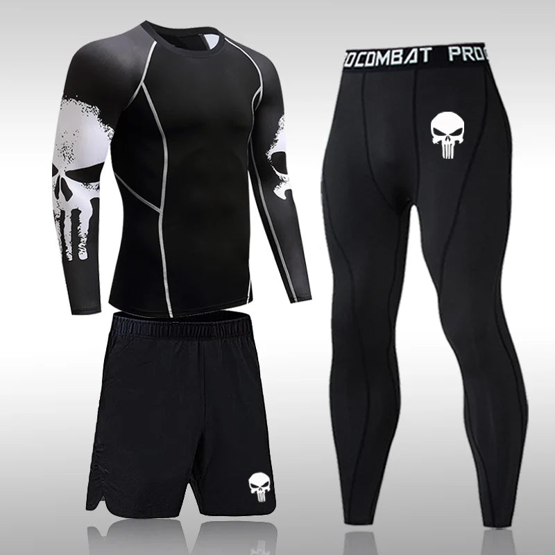 Sportswear de secagem rápida masculina, Running Sports Suit, MMA Rash Guard, Compressão Vestuário, Fitness Training Kit, Roupa interior térmica