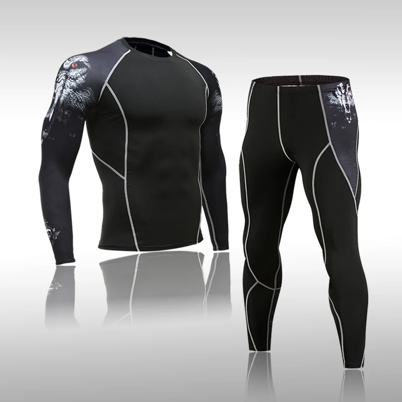 Sportswear de secagem rápida masculina, Running Sports Suit, MMA Rash Guard, Compressão Vestuário, Fitness Training Kit, Roupa interior térmica