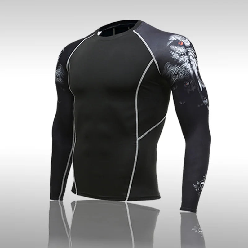 Sportswear de secagem rápida masculina, Running Sports Suit, MMA Rash Guard, Compressão Vestuário, Fitness Training Kit, Roupa interior térmica