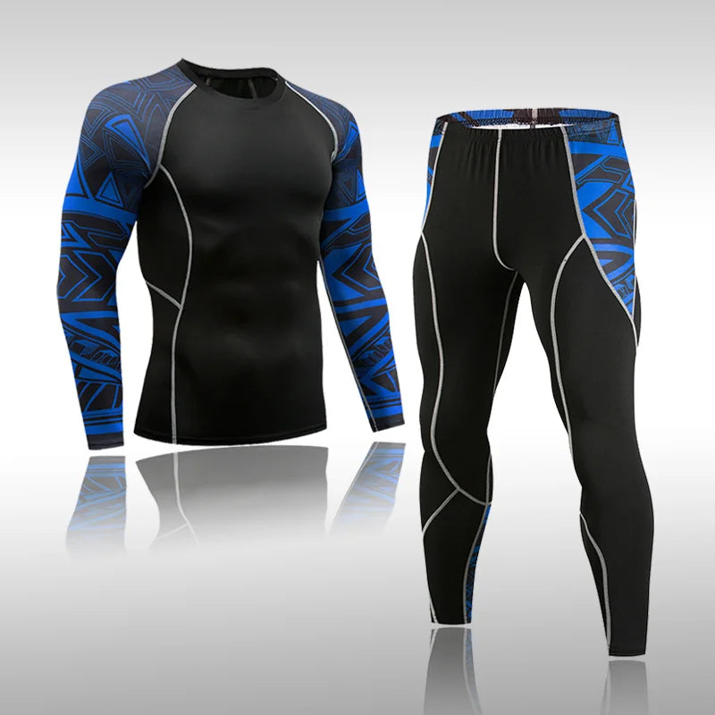 Homem compressão esportes terno de secagem rápida transpiração treinamento fitness mma kit rashguard masculino roupas esportivas jogging correndo