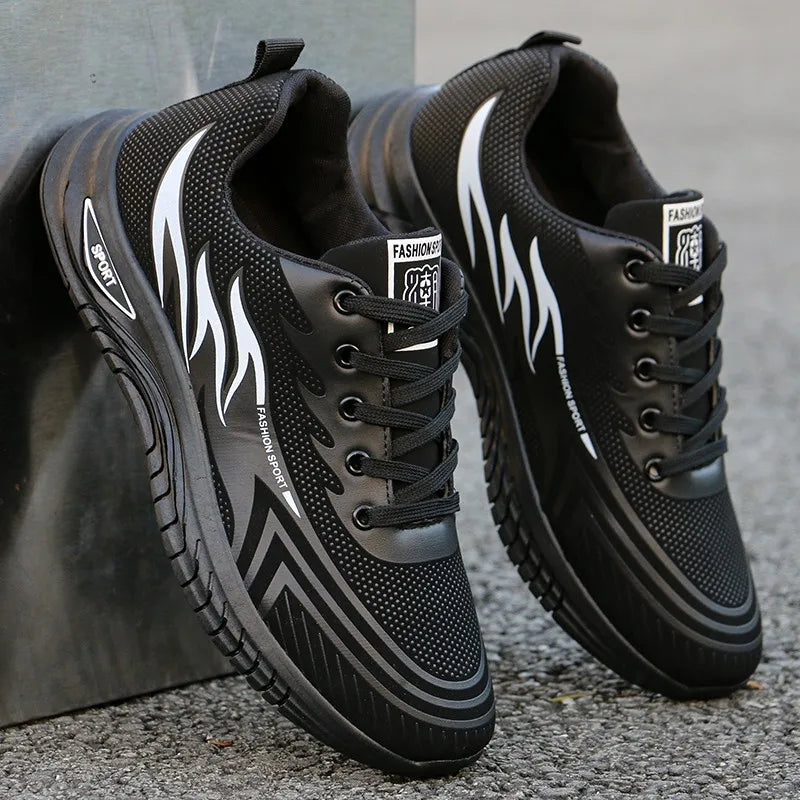 Sapatos casuais masculinos fundo io tênis de corrida impermeável antiderrapante superfície de couro primavera outono novo ...