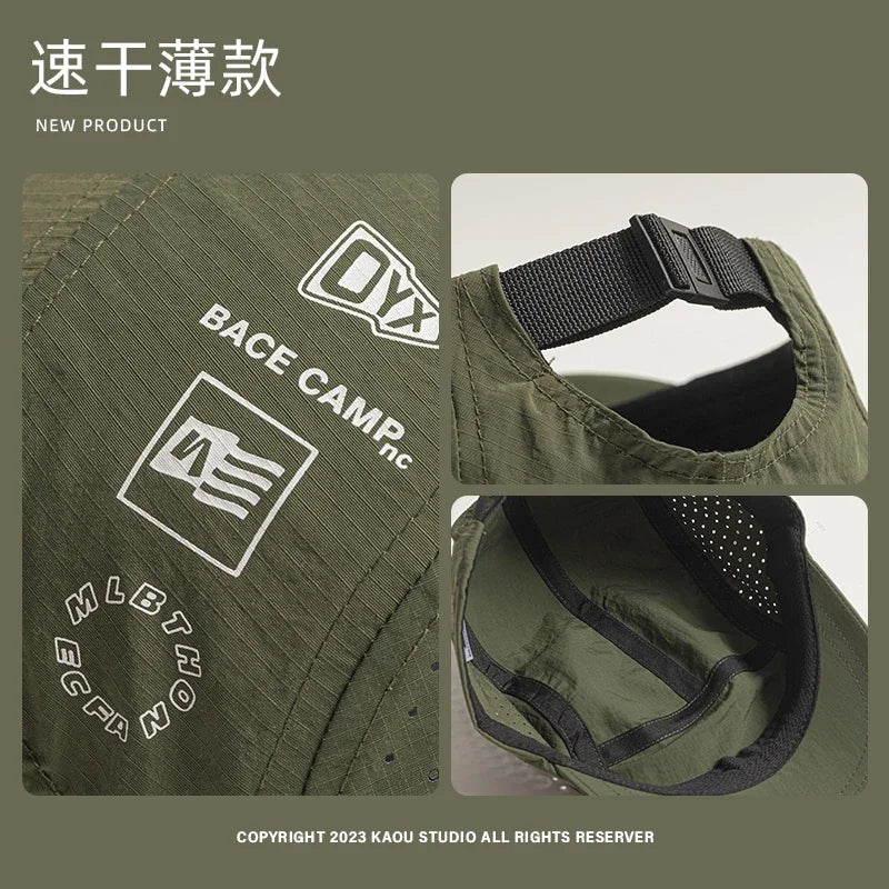 Bonés de beisebol de 5 painéis de verão para homens e mulheres boné de acampamento ao ar livre proteção solar de secagem rápida chapéu de corrida respirável chapéu de golfe