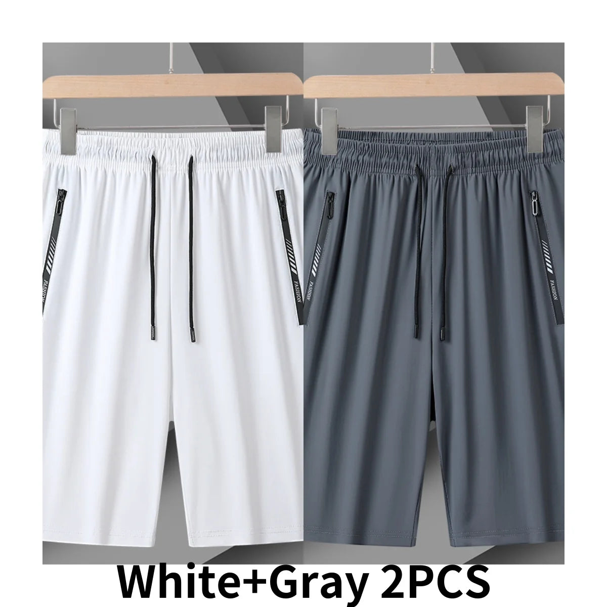 Moda casual versátil modelos de fitness esportes shorts homens verão gelo fresco tecido conforto shorts cor sólida drawstr modelos 2 pçs