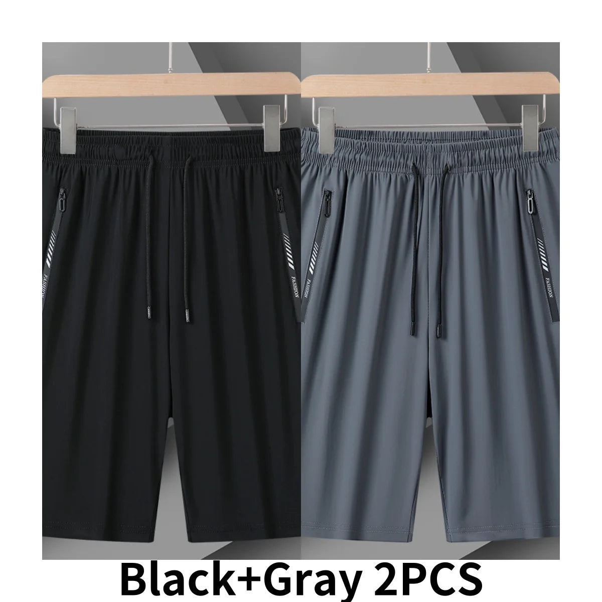 Moda casual versátil modelos de fitness esportes shorts homens verão gelo fresco tecido conforto shorts cor sólida drawstr modelos 2 pçs