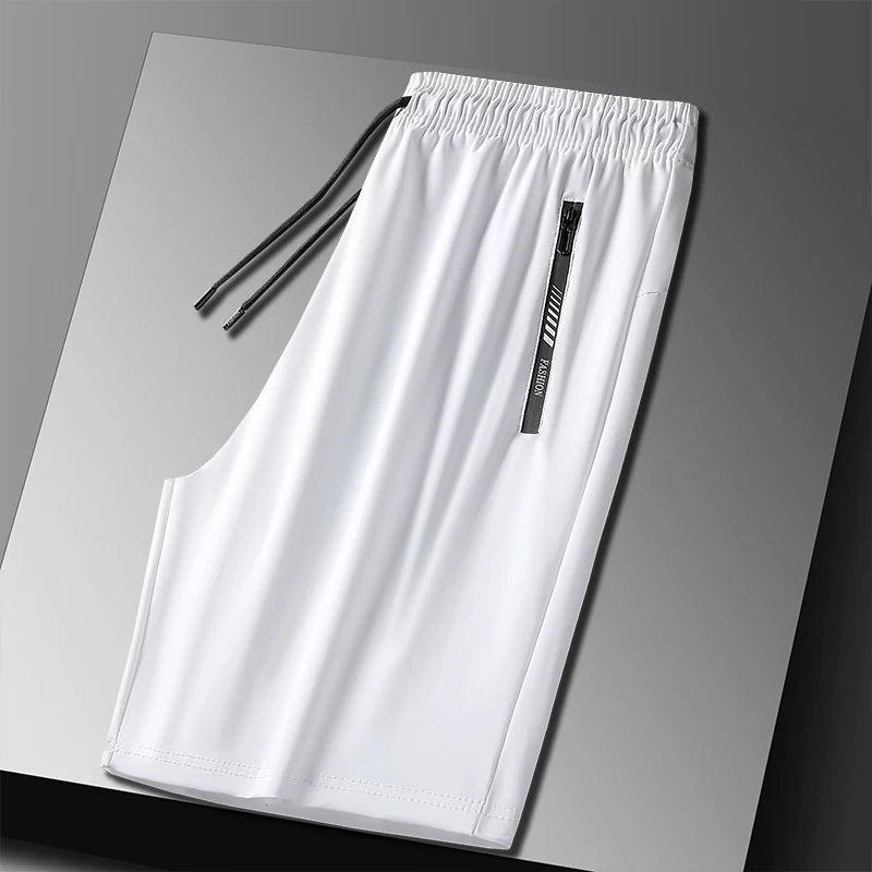 Moda casual versátil modelos de fitness esportes shorts homens verão gelo fresco tecido conforto shorts cor sólida drawstr modelos 2 pçs