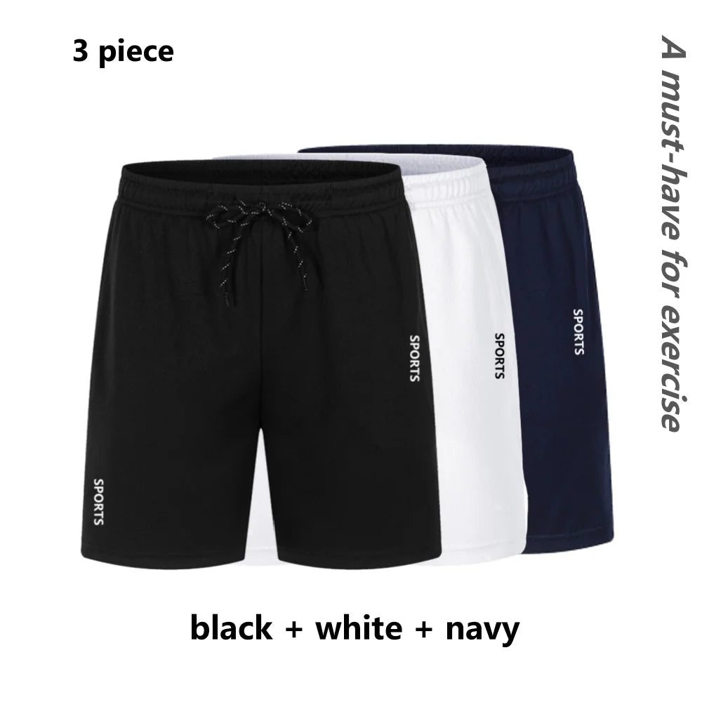 3 peças calções esportivos básicos casuais ginásio exercícios malha respirável shorts de secagem rápida correndo bottoms roupas esportivas dos homens verão