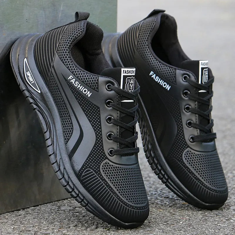 Sapatos casuais masculinos fundo io tênis de corrida impermeável antiderrapante superfície de couro primavera outono novo ...