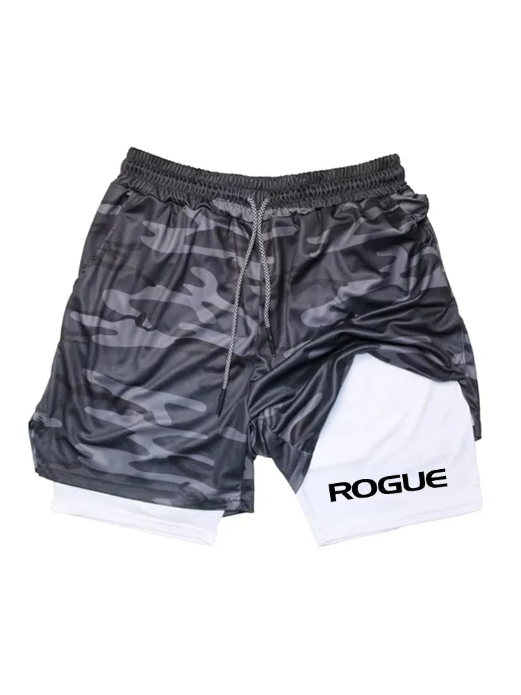 Calções esportivos masculinos berserk guts secagem rápida respirável 2 em 1 shorts de camada dupla correndo esportes fitness ginásio shorts