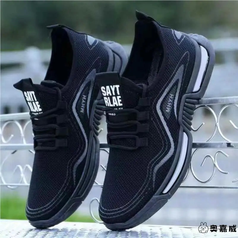 Tênis Masculinos para Corrida 2024 Novo Verão Casual Respirável Ultra-leve Antiderrapante Tênis Esportivos Brancos em Malha p...