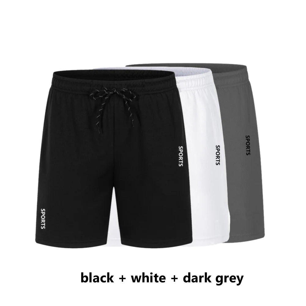 3 peças calções esportivos básicos casuais ginásio exercícios malha respirável shorts de secagem rápida correndo bottoms roupas esportivas dos homens verão