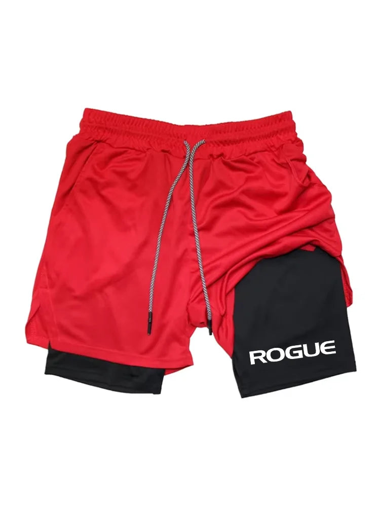 Calções esportivos masculinos berserk guts secagem rápida respirável 2 em 1 shorts de camada dupla correndo esportes fitness ginásio shorts