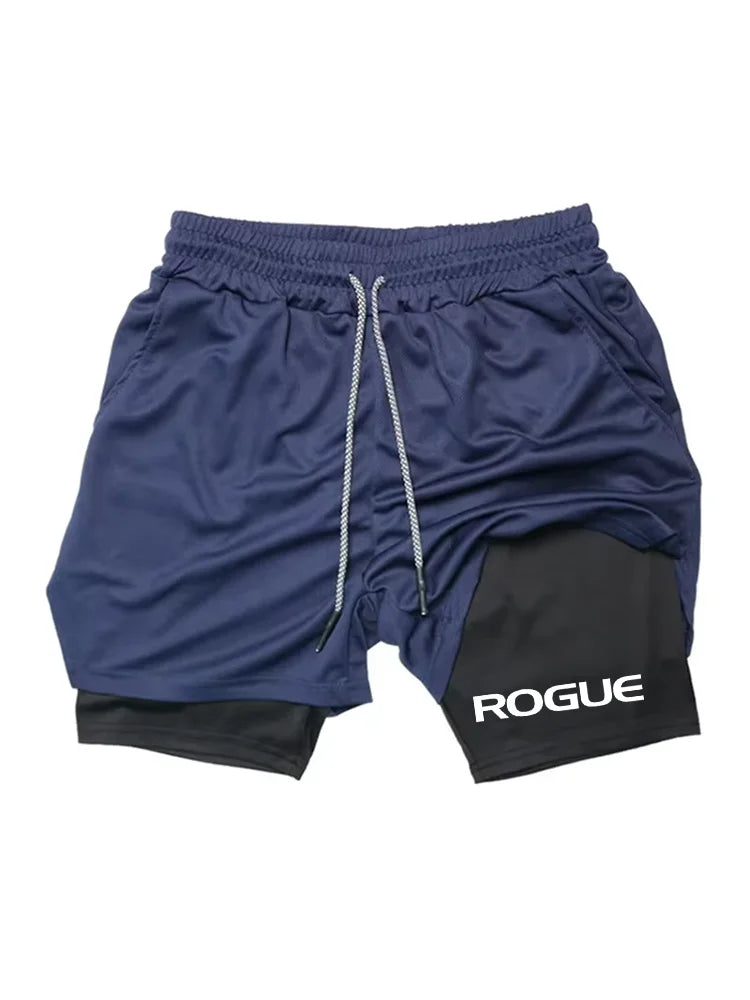 Calções esportivos masculinos berserk guts secagem rápida respirável 2 em 1 shorts de camada dupla correndo esportes fitness ginásio shorts