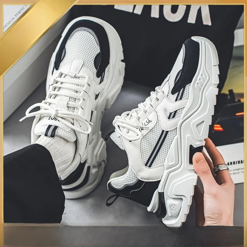 Sapatos masculinos de verão, malha respirável, sapatos esportivos casuais, estudantes do ensino médio, versátil, aumento, fun...