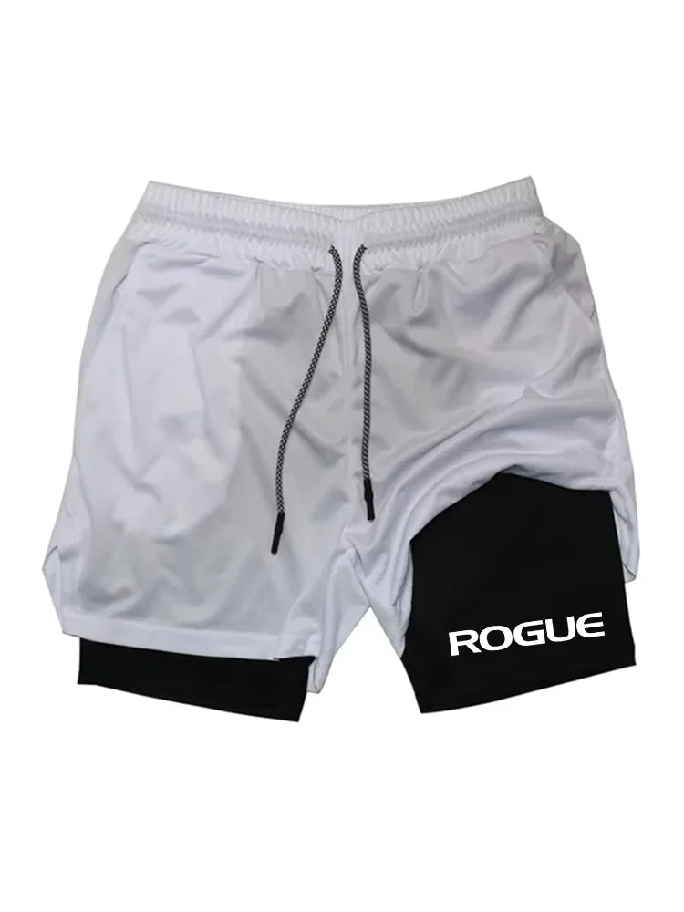 Calções esportivos masculinos berserk guts secagem rápida respirável 2 em 1 shorts de camada dupla correndo esportes fitness ginásio shorts