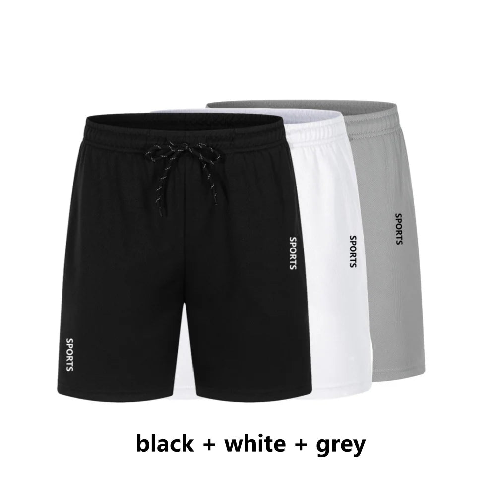 3 peças calções esportivos básicos casuais ginásio exercícios malha respirável shorts de secagem rápida correndo bottoms roupas esportivas dos homens verão