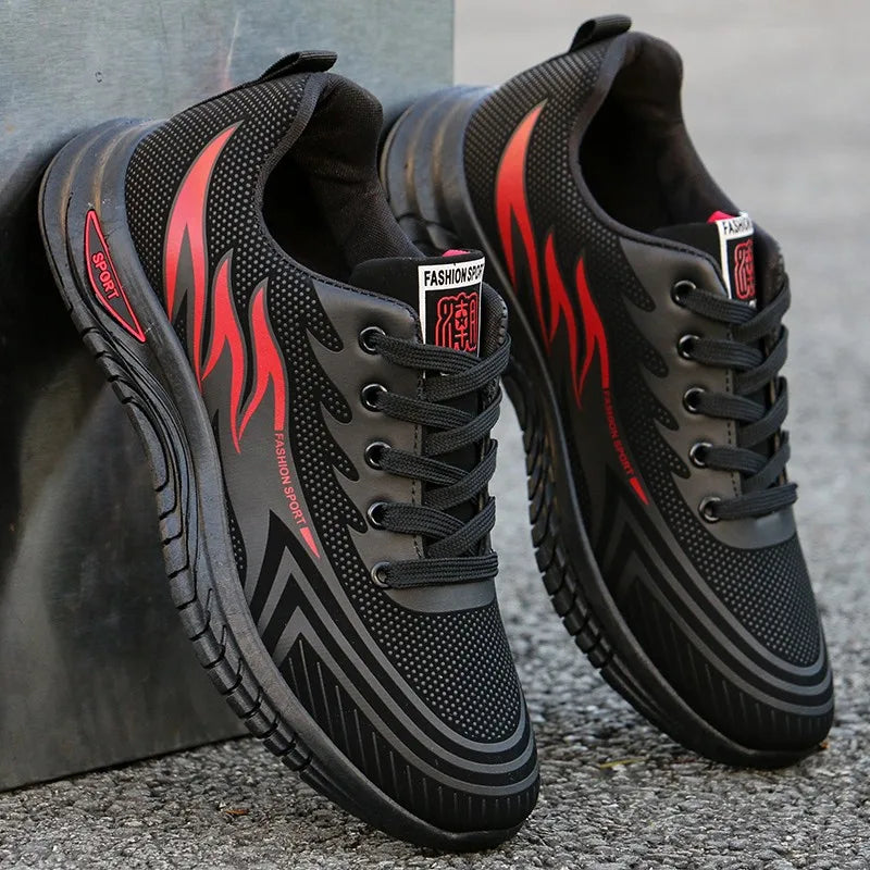 Sapatos casuais masculinos fundo io tênis de corrida impermeável antiderrapante superfície de couro primavera outono novo ...