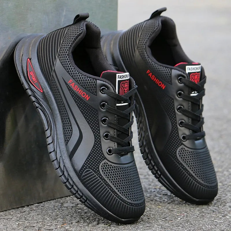 Sapatos casuais masculinos fundo io tênis de corrida impermeável antiderrapante superfície de couro primavera outono novo ...