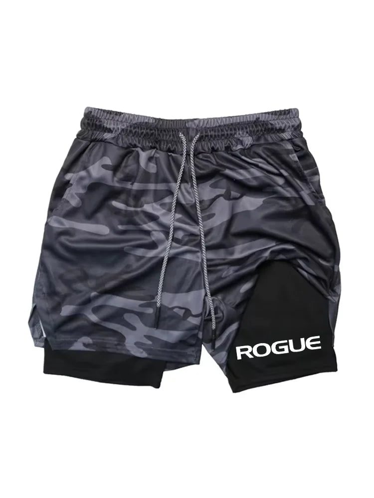 Calções esportivos masculinos berserk guts secagem rápida respirável 2 em 1 shorts de camada dupla correndo esportes fitness ginásio shorts