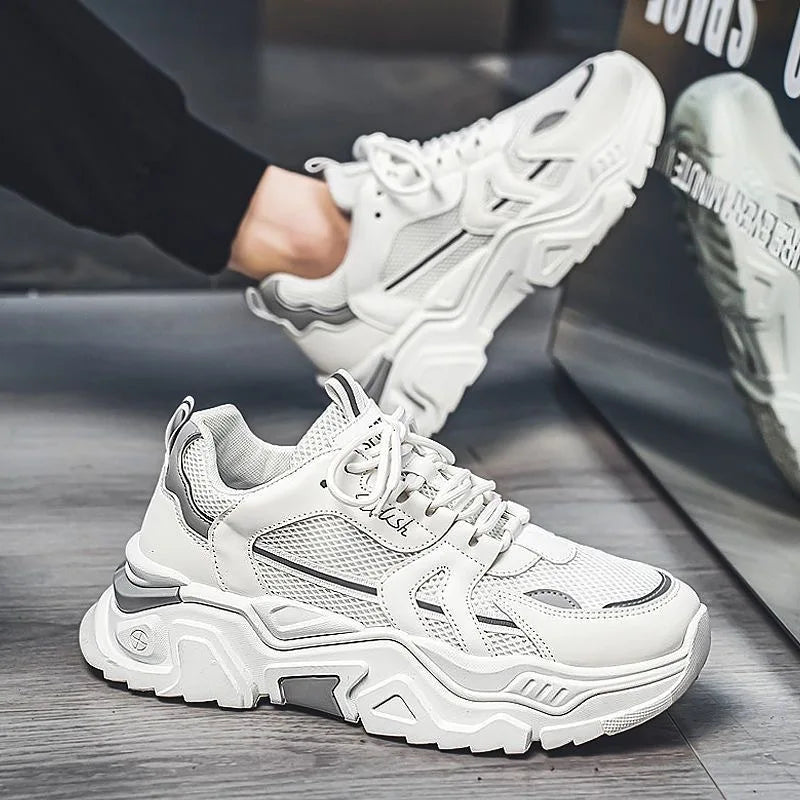 Sapatos masculinos de verão, malha respirável, sapatos esportivos casuais, estudantes do ensino médio, versátil, aumento, fun...