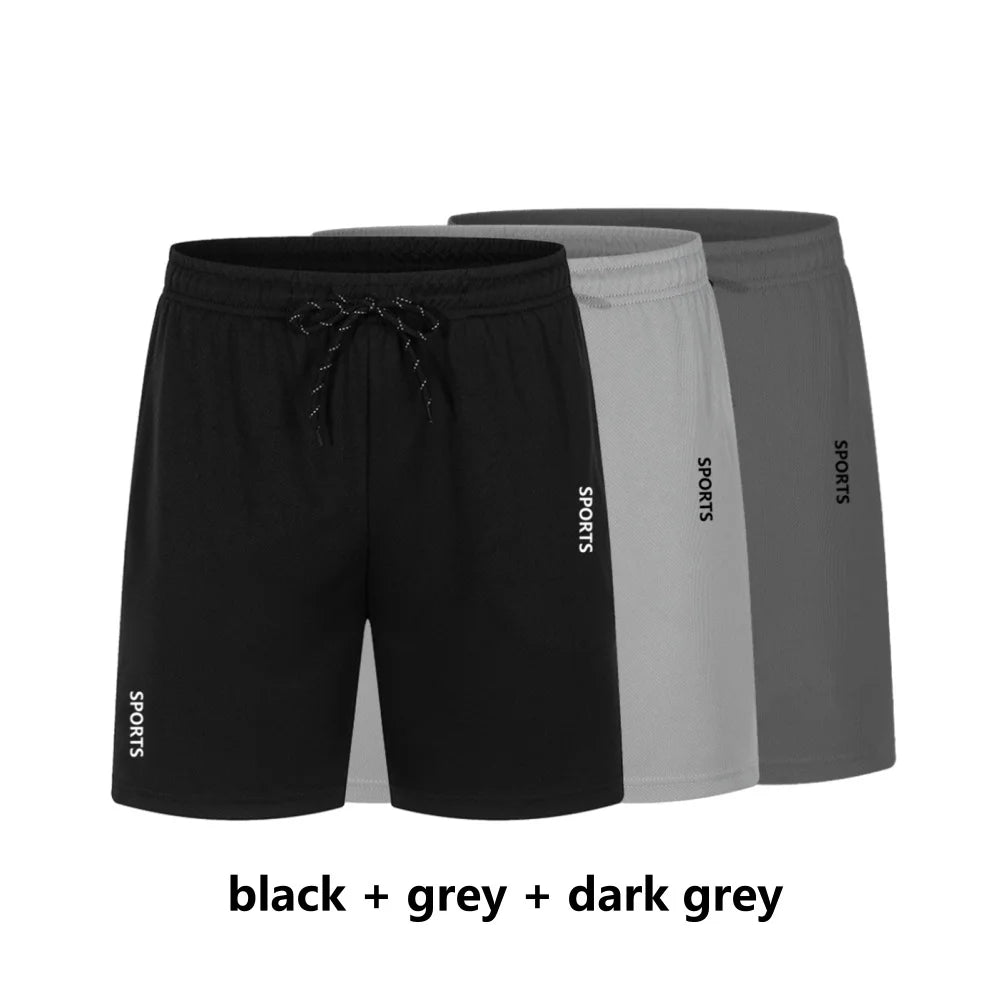 3 peças calções esportivos básicos casuais ginásio exercícios malha respirável shorts de secagem rápida correndo bottoms roupas esportivas dos homens verão