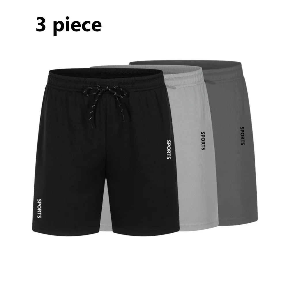 3 peças calções esportivos básicos casuais ginásio exercícios malha respirável shorts de secagem rápida correndo bottoms roupas esportivas dos homens verão