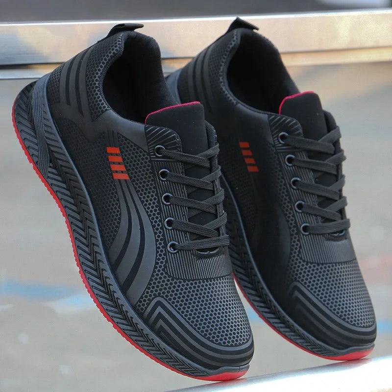 Sapatos casuais masculinos fundo io tênis de corrida impermeável antiderrapante superfície de couro primavera outono novo ...