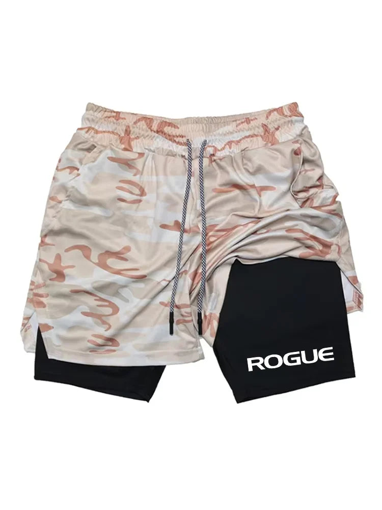 Calções esportivos masculinos berserk guts secagem rápida respirável 2 em 1 shorts de camada dupla correndo esportes fitness ginásio shorts