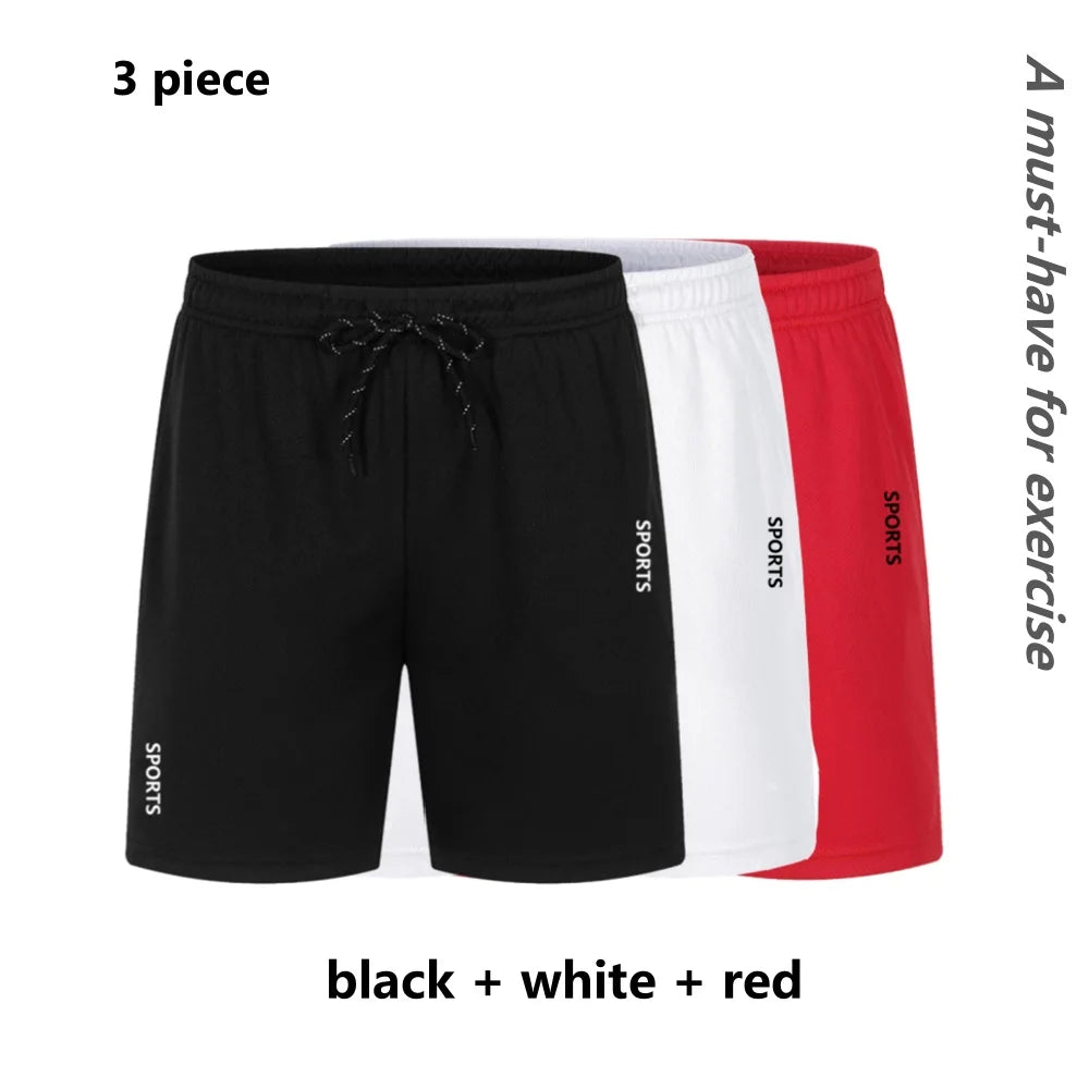 3 peças calções esportivos básicos casuais ginásio exercícios malha respirável shorts de secagem rápida correndo bottoms roupas esportivas dos homens verão