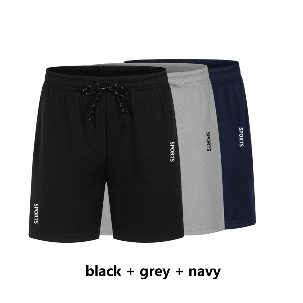 3 peças calções esportivos básicos casuais ginásio exercícios malha respirável shorts de secagem rápida correndo bottoms roupas esportivas dos homens verão